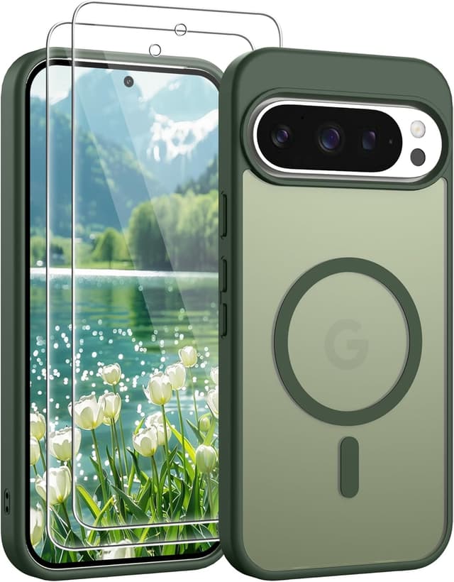 Detalle de Jshru Magnetic Case for Google Pixel 9 & Pixel 9 Pro (Sage Green) with Magsafe support