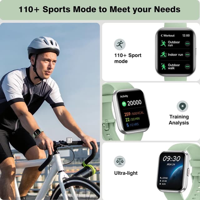 Thumbnail 6 de aeac Smart Watch for Men & Women (1.8" HD Touch Screen) with Voice Calls, Alexa, Heart Rate, SpO2 & IP68