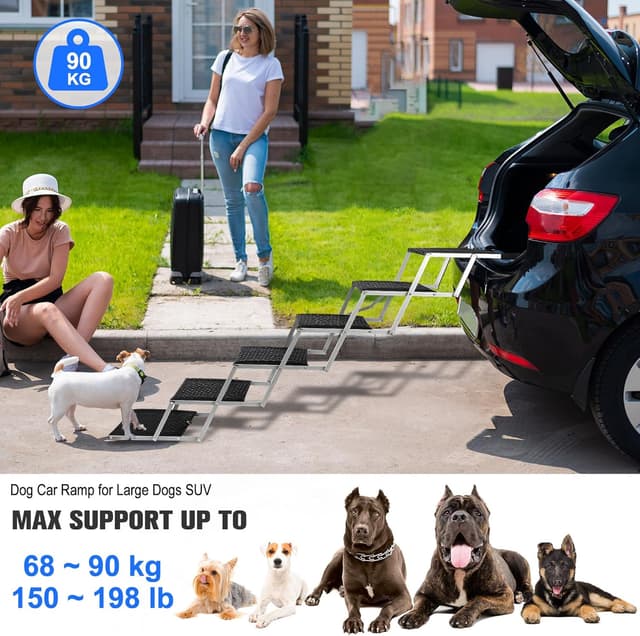 Detalle de Niubya Foldable Dog Steps & Pet Stairs (5 Steps) for Cars, SUVs, Trucks