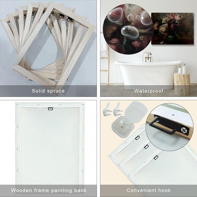 Thumbnail 6 de Prinfantasy framed canvas wall art set, vintage poster style flower prints (16x12) GYH0035