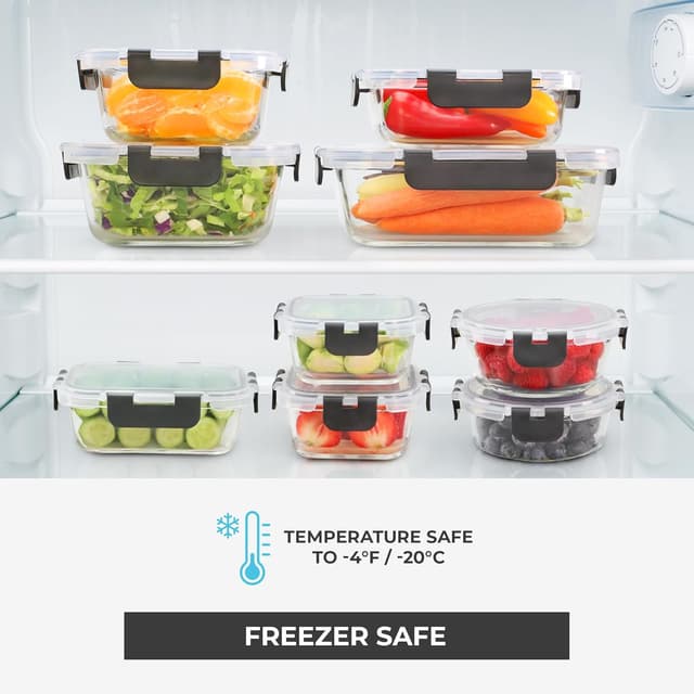 Thumbnail 4 de Freshware Glass Storage Containers with Lids 24 Pieces