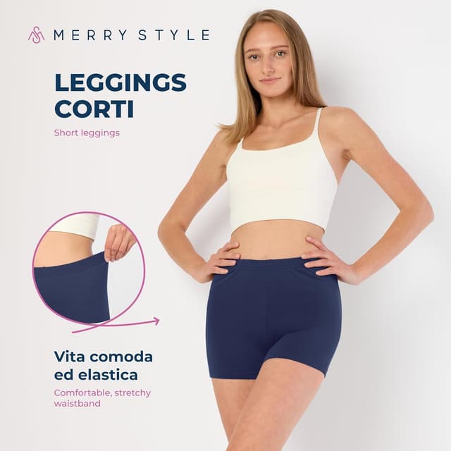 Detalle 2 de Merry Style pantaloncini palestra donna in viscosa MS10-391 (XS–4XL) per fitness, yoga e jogging