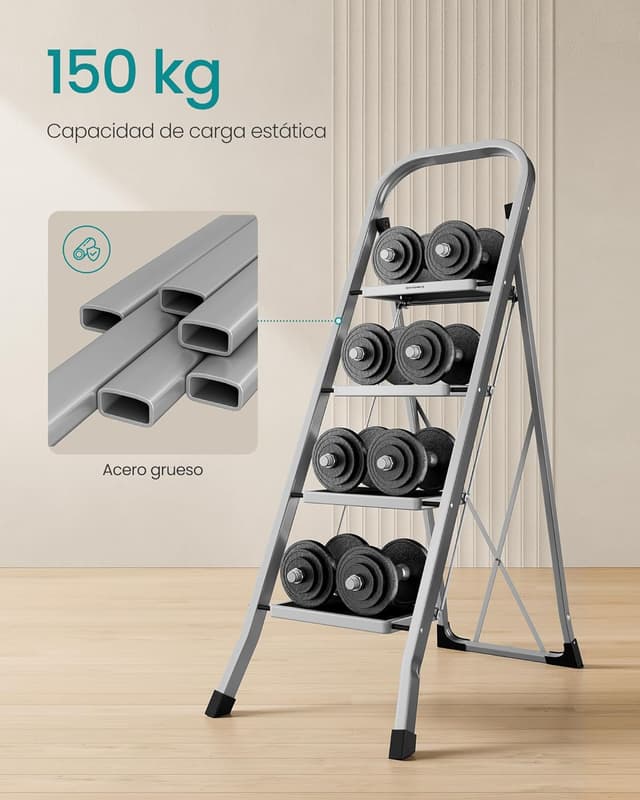 Detalle de SONGMICS Escalera de tijera 4 peldaños