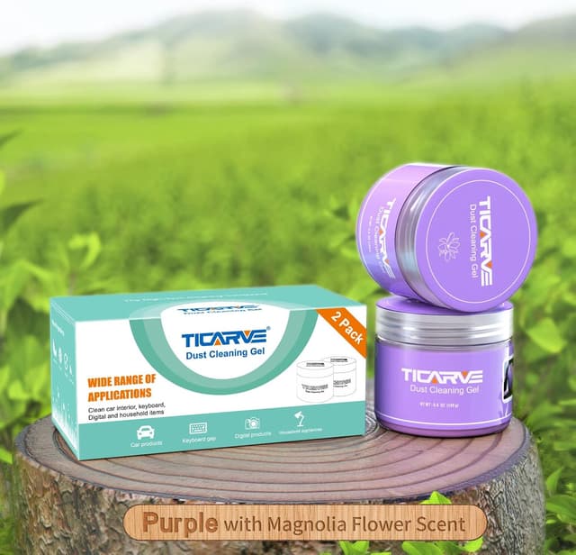 Detalle de TICARVE Car Cleaning Gel 2 Pack – Reusable sticky putty for vents, dashboard & electronics