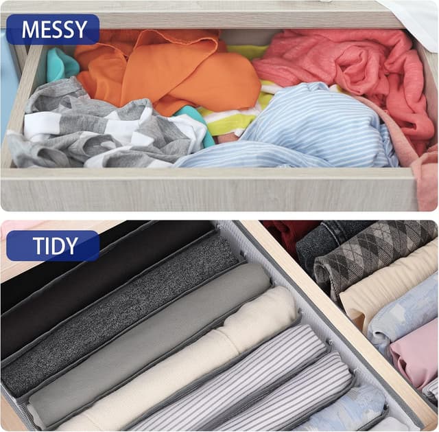 Detalle de sprecenk Ordnungssystem Organizer Kleiderschrank – 2 Pack Faltboxen mit 12 Gittern, hellgrau