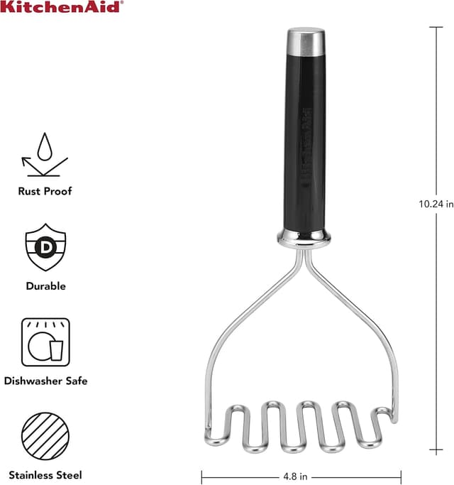 Detalle de KitchenAid Gourmet Stainless Steel Wire Masher (10.24-Inch) in Black
