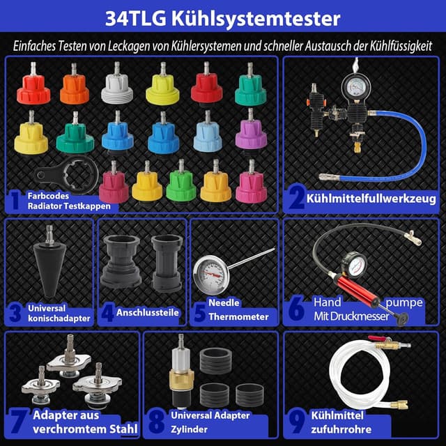 Thumbnail 6 de Kühlsystemtester 34-teilig mit Adapterset 35 mm