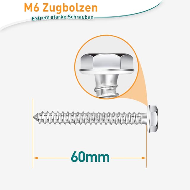 Detalle de Kit ELIVED EV034 vis M6 x 60 mm et chevilles pour support mural TV (murs en béton et poutres en bois)