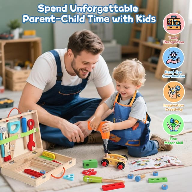 Thumbnail 5 de Kids Tool Set Wooden 47‑Piece Kit