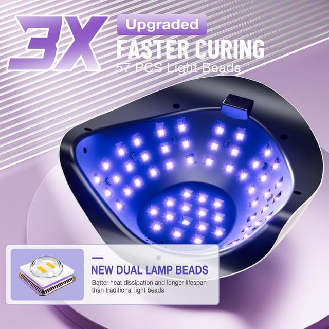 Detalle de LadyMisty 268W UV LED Nail Lamp (57 Beads) with 4 Timer Settings and LCD Touch Display