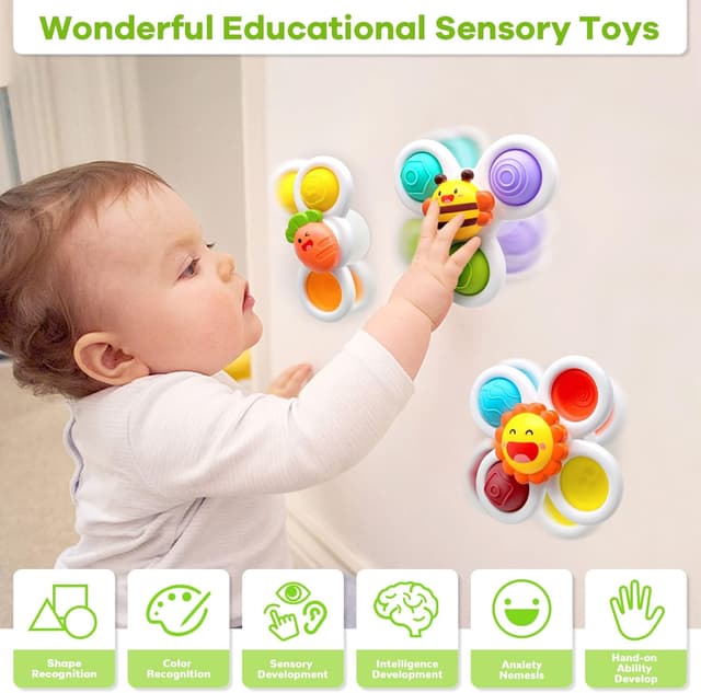 Detalle 2 de Suction Cup Spinner Toys 3‑pack for 1–3 years