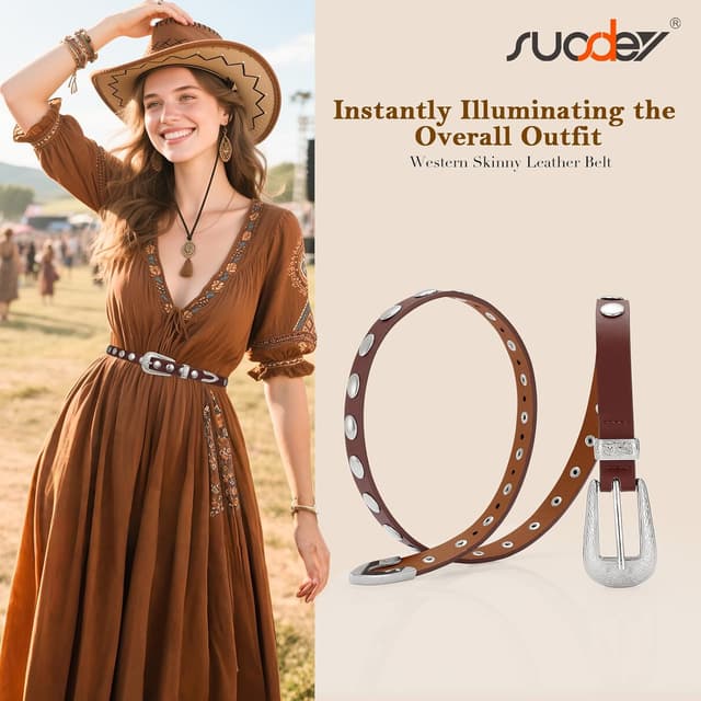 Thumbnail 1 de SUOSDEY Damen Ledergürtel 2 cm