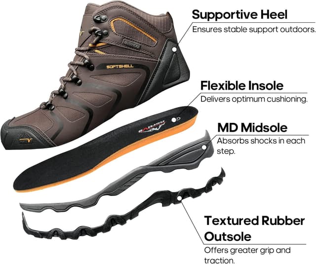 Detalle de NORTIV 8 Herren Outdoorschuhe – wasserdichte Trekking-Wanderstiefel mit Knöchelhalt