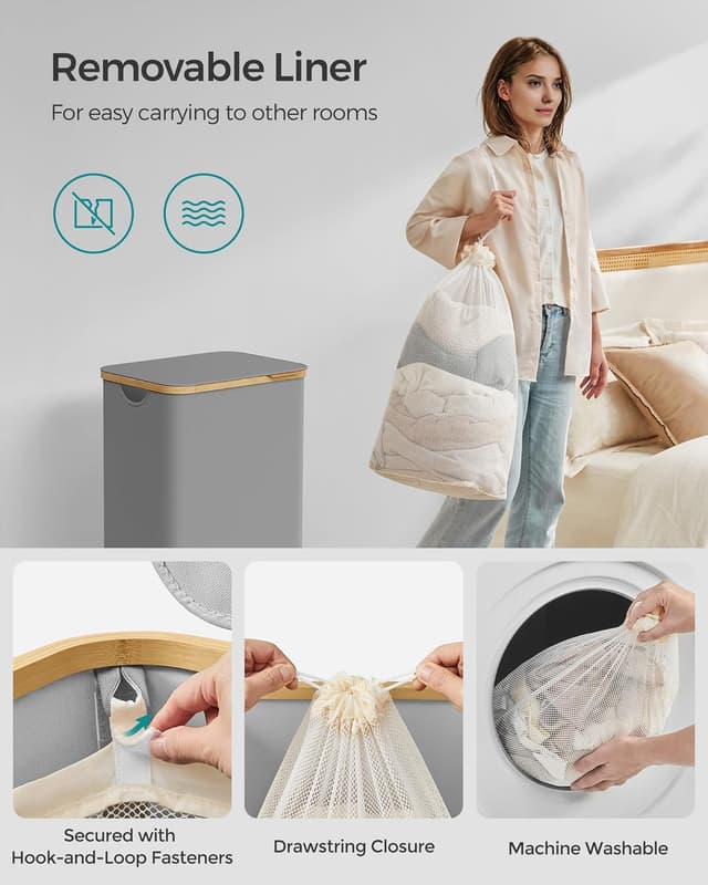 Thumbnail 4 de SONGMICS LCB509G01 90L laundry basket with lid