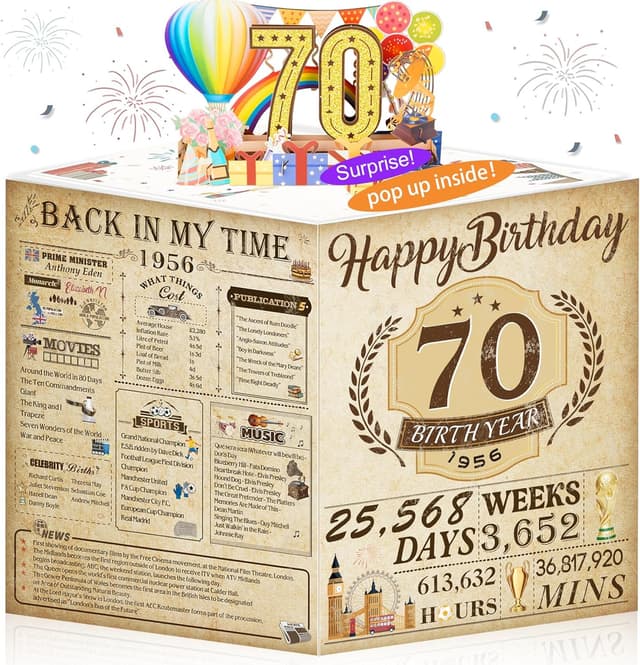 Detalle de 70th Birthday pop up card 8x10