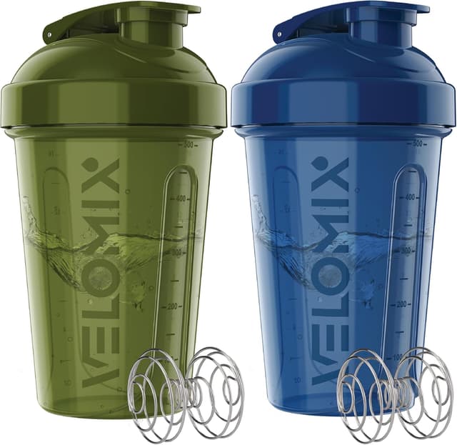 Detalle de VELOMIX 2-Pack Protein Shaker Bottles (up to 600ml) with Wire Mixball