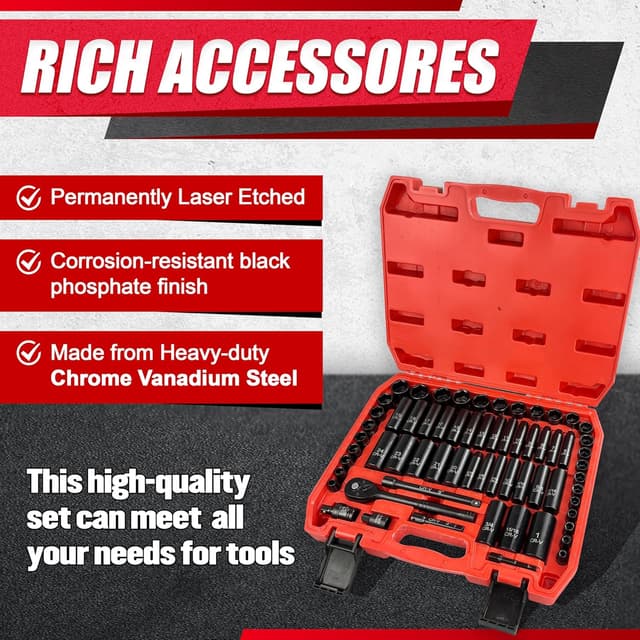 Thumbnail 4 de EACELIY 64pc 3/8 Socket Set 6-24mm