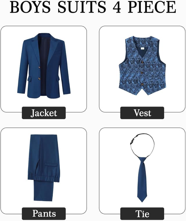 Thumbnail 4 de SANMIO Boys Suit 4 Piece Slim Fit 5-12