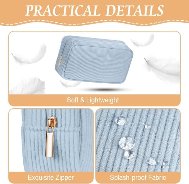 Detalle de Aucuu Beauty Case da Viaggio Donna in velluto a coste (2 pezzi) con pochette e tasche interne