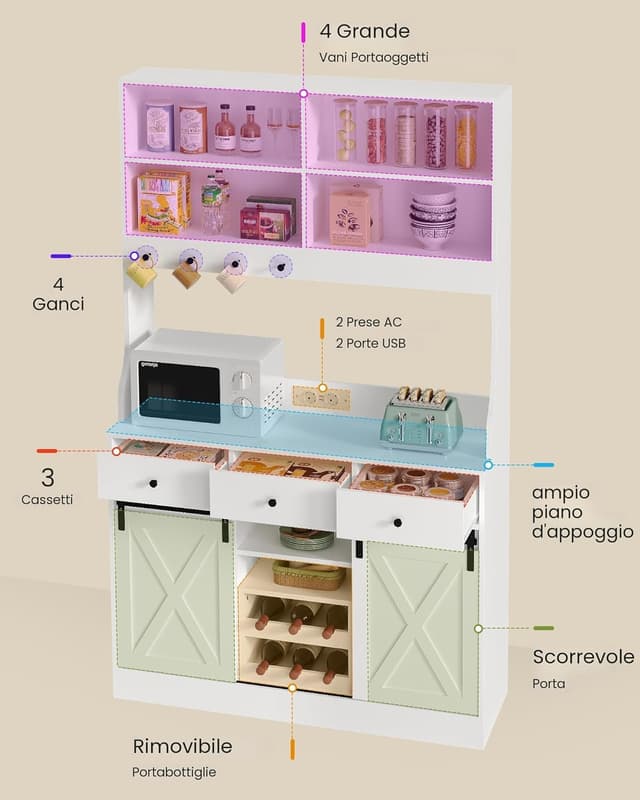 Thumbnail 3 de Credenza Cucina 103,5×40×180 cm