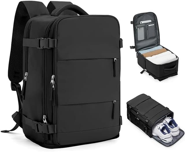 Detalle de Handgepäck-Rucksack Ryanair/Easyjet mit 180°-Öffnung – 40 × 20 × 25 cm (fürs Unter-dem-Sitz)