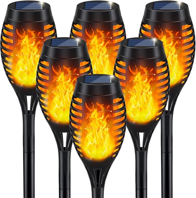 Detalle de IkeeRuic Solar Torch Lights Outdoor (Flickering Flame Effect) — Waterproof Solar Garden Torches for Patio & Pathway Decor