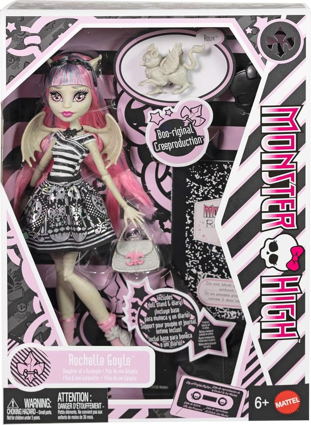 Detalle 2 de Monster High Boo-riginal Creeproduction Rochelle Goyle (JHK57) con soporte, diario y gárgola de grifo