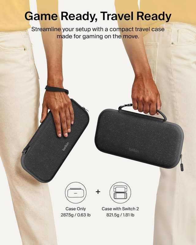 Detalle de Belkin Gaming Nintendo Switch 2 Travel Case with AirTag Holder and Game Card Storage