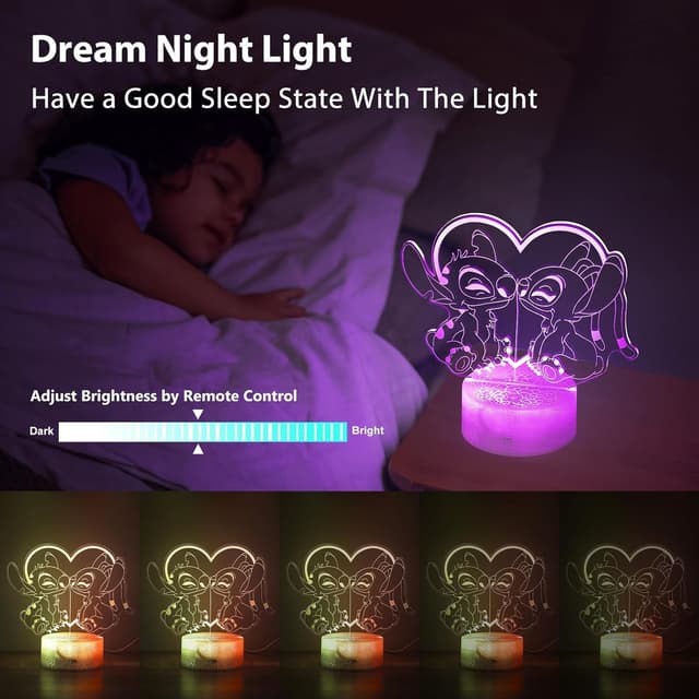 Detalle 2 de Hoofun Lampada Stitch, luce notturna RGB