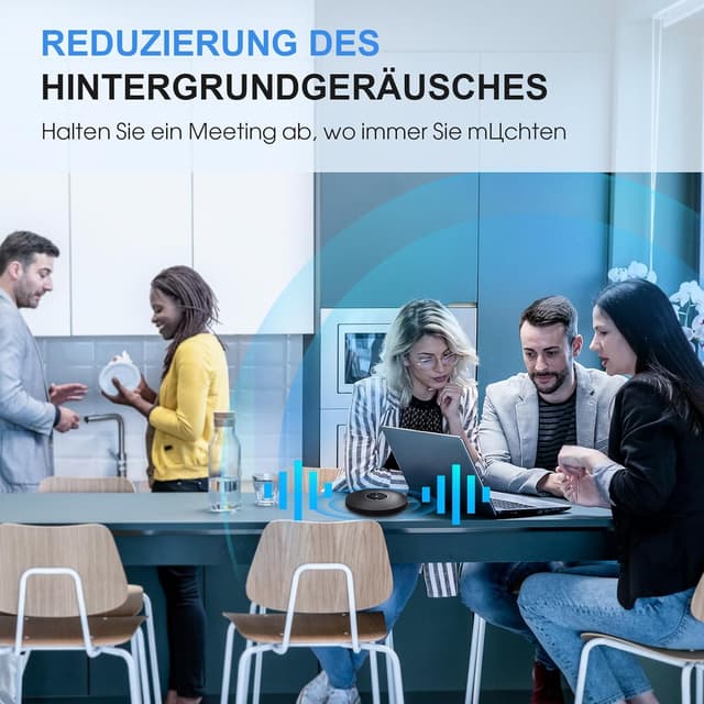 Detalle de EMEET M2 Bluetooth-Konferenzlautsprecher: USB-Speakerphone mit 4 AI-Mikrofonen