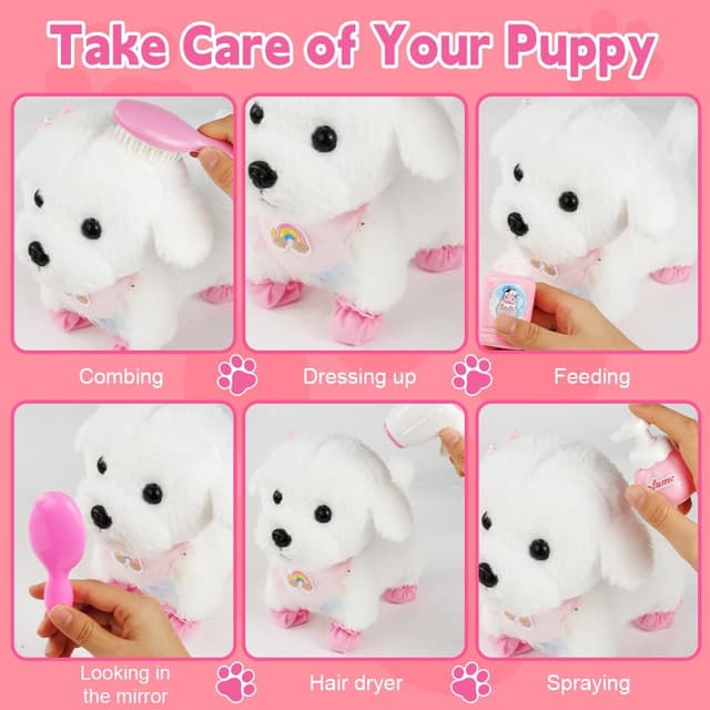 Detalle 2 de Vicloon cane elettronico giocattolo interattivo con guinzaglio e accessori per bambini 3-7 anni