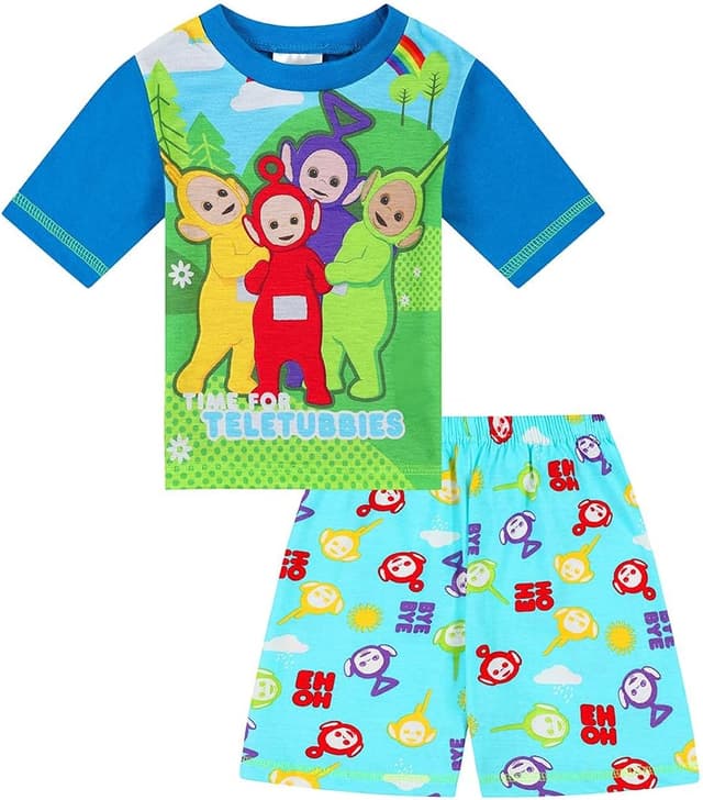 Detalle de Teletubbies Tinky-Winky, Dipsy, Laa Laa and Po short pyjamas (ages 9–24 months & 2–3 years)