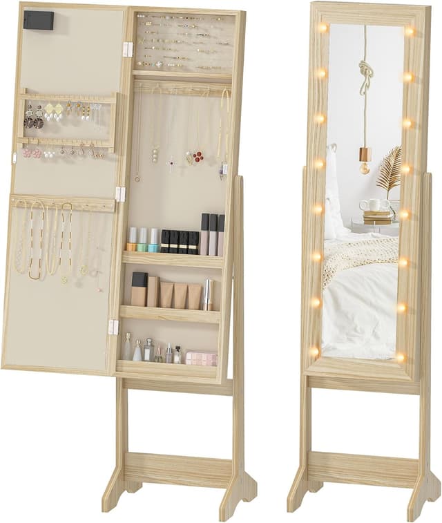 Imagen de HOMCOM Espejo Joyero con Luces LED 136 cm en OfertitasTOP