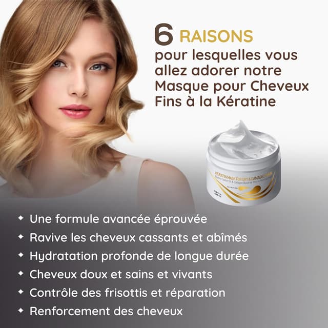 Detalle 2 de Vitamins Masque Keratine Cheveux Fins 2‑en‑1