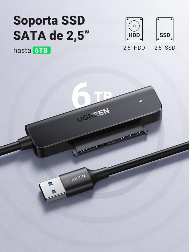 Detalle de UGREEN Adaptador SATA III a USB 3.0 para Disco Duro 🖥