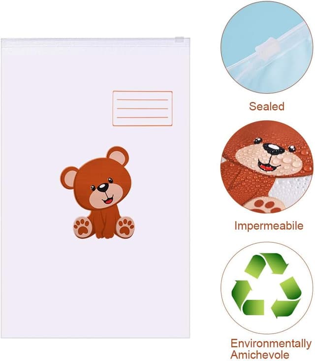 Detalle de GOLDGE 10 bustine corredino neonato con chiusura ermetica e cursore (38 × 25 cm)