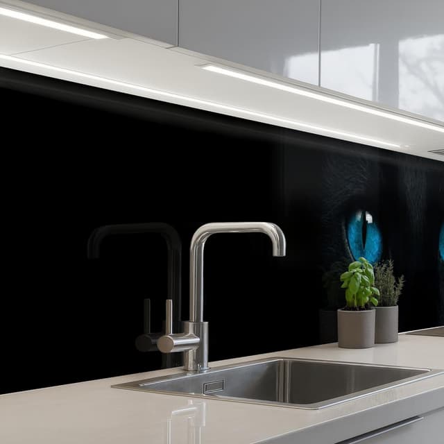 Detalle de KitchenYeah Rückwand Küche 80x500 cm – selbstklebender Rückwandschutz mit Glasoptik-Design