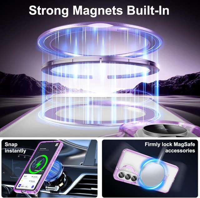 Detalle 2 de STERKER Designed for Samsung Galaxy S26 Case Magnetic Ring Stand (Military Grade Drop Protection) — Clear Purple
