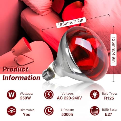 Detalle de Caldarax E27 250W Bombilla Infrarrojos Calor R125 para fisioterapia y terrarios