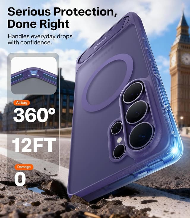 Detalle 2 de TORRAS Ostand L1 MagSafe-compatible case with stand for Samsung Galaxy S26 Ultra in Deep Purple