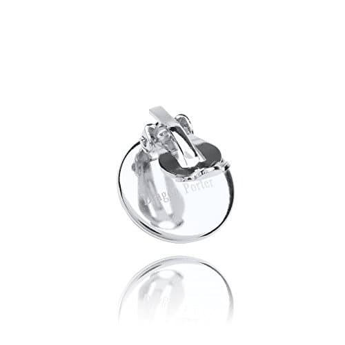 Detalle de Dragon Porter Pendientes de clip para orejas no perforadas estilo 18 (rojo, blanco y plata) pequeños y redondos