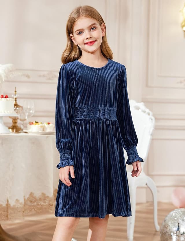 Detalle 2 de Robe en velours scintillant pour filles Arshiner (6 à 13 ans) : robe de fête automne-hiver