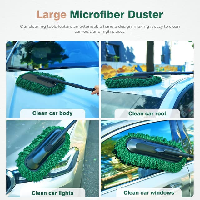 Detalle 2 de FLORICH Large Microfiber Car Duster Kit (Extendable) for Scratch-Free Exterior & Interior Cleaning