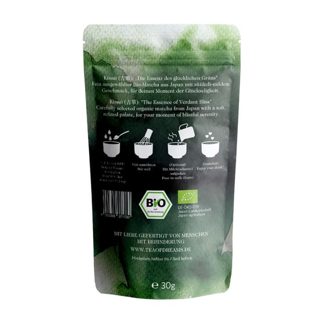 Detalle de Bio Matcha „Kissui“ Ceremonial Grade aus Japan – Matcha Pulver für Tee & Matcha Latte (30 g)