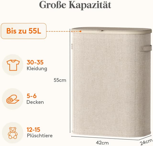 Thumbnail 2 de Lifewit Schmal Wäschekorb 55L