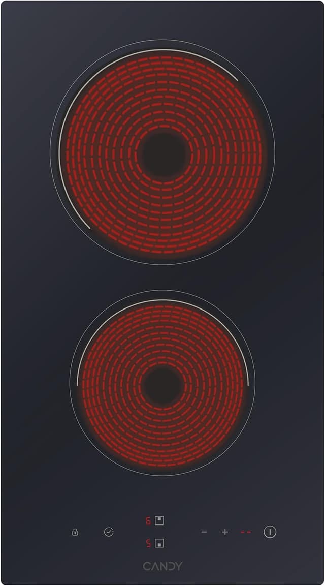 Detalle de Candy CDH30 Piano cottura 2 fuochi in vetroceramica con Touch Control, timer e blocco sicurezza