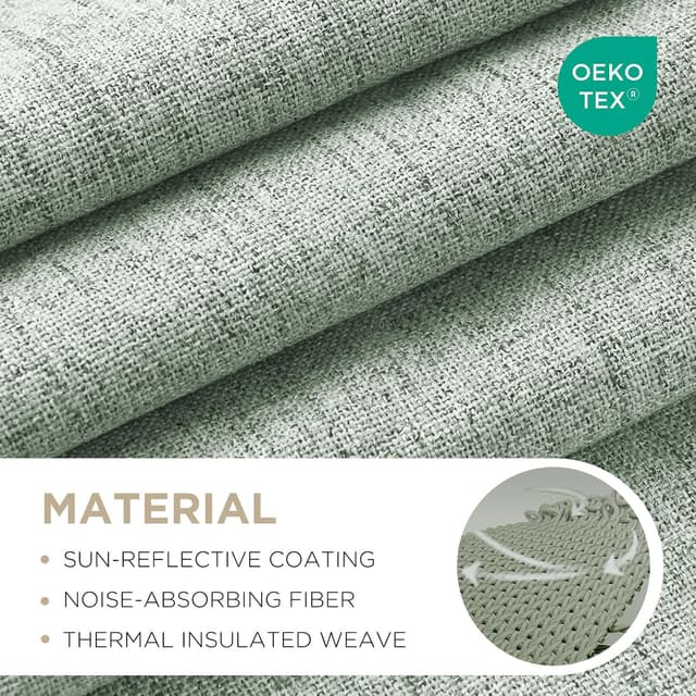 Detalle 2 de Joydeco Blackout Curtains for Bedroom, 100% Light Blocking 2 Panels (Sage Green) 42" W x 90" L, Thermal Insulated Room Darkening
