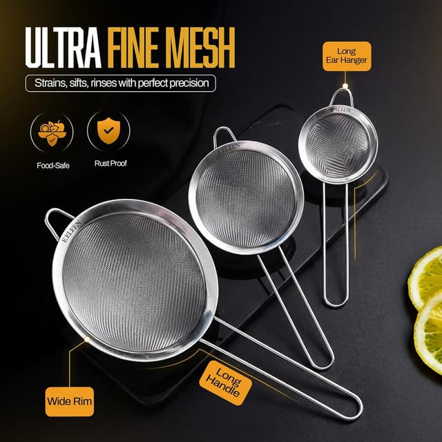 Thumbnail 1 de ELEEN Premium Stainless Steel Strainers 3-Piece Set