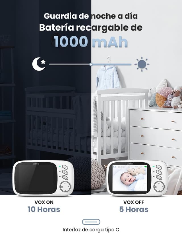 Detalle de GHB Camara Vigilancia Bebe 3.2" 720HD