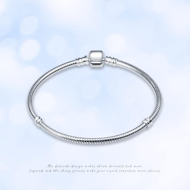 Detalle de FLUFLO Moments Schlangen-Gliederarmband aus 925 Sterling Silber für Pandora-Charm-Anhänger